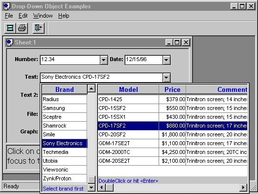 Drop-down linked datawindows